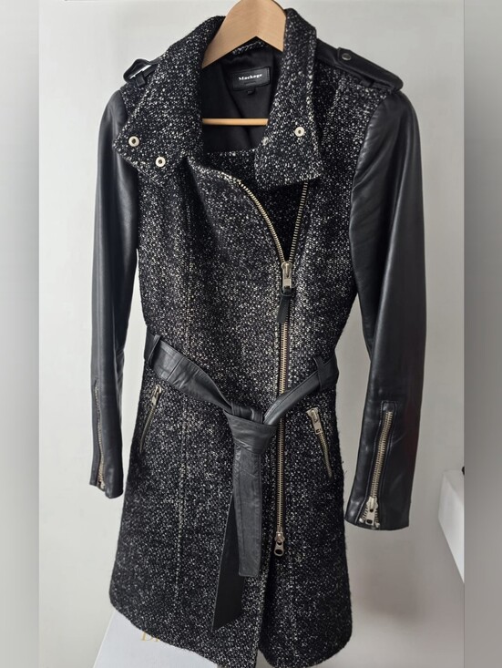 Mackage Jackets & Blazers - 🇨🇦 Mackage Wool Blend Coat w/ Genuine Lambskin Leather Sleeves Belted